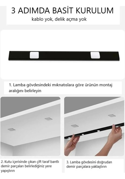 Hareket Sensörlü - Dekoratif Gece Lambası Usb Şarjlı 30 Cm Siyah