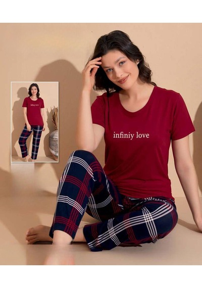 Boyraz Slim Fit Dar Kesim Kadın Milan Bisiklet Yaka Kısa Kol Pijama Takımı 11007b - 1 Adet Bordo Boyraz Slim Fit Dar Kesim Kadın Milan Bisiklet Yaka Kısa Kol Pijama Takımı 11007b - 1 Adet Bordo