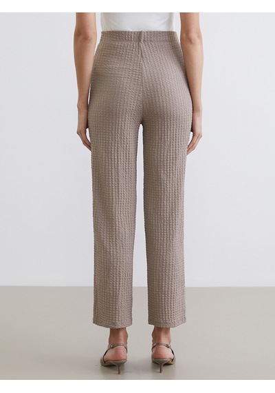 Lcw Everyday Bej Beli Lastikli Dokulu Geniş Paça Kadın Pantolon