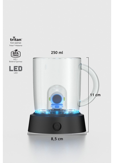 Renga Joy Astronot Figürlü 250 Ml Kulplu Mavi Led Işıklı Tritan Bardak 222061 Mavi