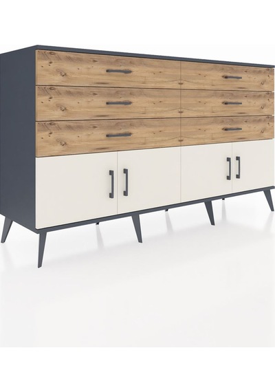 Hyperion Konsol 2 Raflı 6 Çekmeceli 4 Kapaklı 176x44x99 Antrasit- Antrasit-aytaşı/çam Hyperion Konsol 2 Raflı 6 Çekmeceli 4 Kapaklı 176x44x99 Antrasit- Antrasit-aytaşı/çam