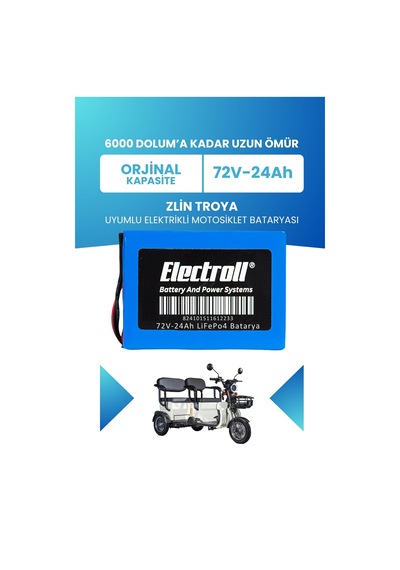 Zlin Troya Batarya Standart Kapasite Lifepo4 72v 24ah Elektrikli Otomobil Bataryası