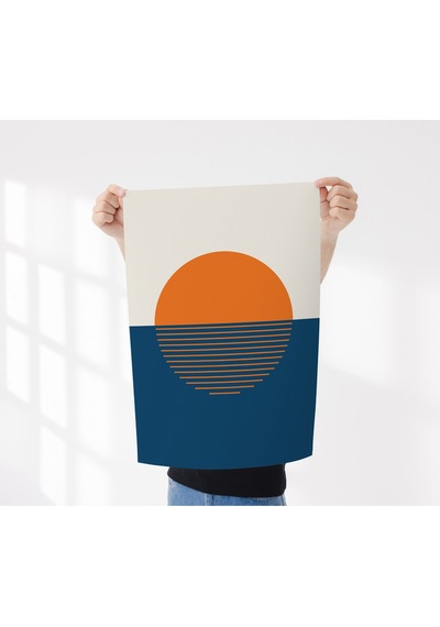 Çerçevesiz Poster, Dijital Baskı Soyut Turuncu Daire Poster, Minimal, Ev, Ofis, Mutfak Dekorasyon