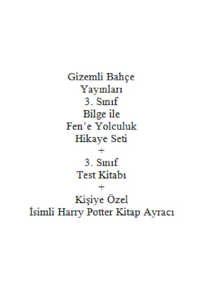 3. Sınıf Hikaye Kitabı Seti Gizemli Bahçe Yayınları Bilge ile Fen'e Yolculuk + 3. Sınıf Test Kitabı + Kişiye Özel İsimli Ayraç