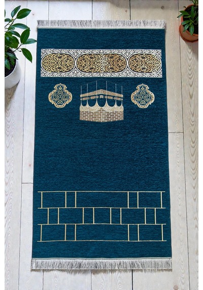 Kabe Motifli Şönil Seccade - Petrol