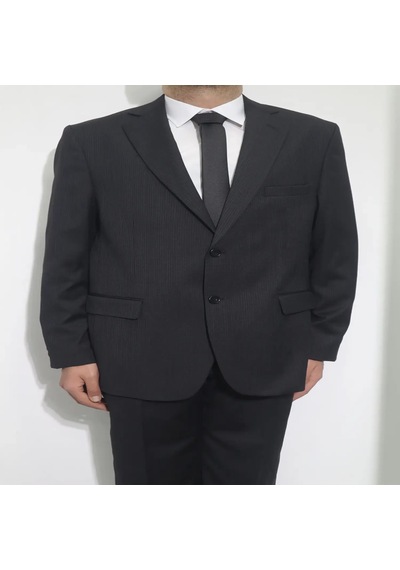 Fabrigatti Dmctekstil Erkek Siyah Çizgili Klasik Kesim Rahat Kalıp Çift Düğmeli 4 Drop Battal Takım Elbise Fabrigatti Dmctekstil Erkek Siyah Çizgili Klasik Kesim Rahat Kalıp Çift Düğmeli 4 Drop Battal Takım Elbise