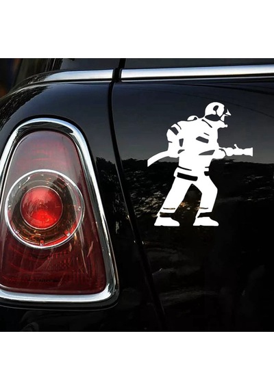 İtfayeci Araba Sticker Etiket Beyaz Renk 19CM