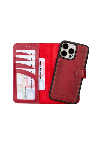 Bouletta Apple Uyumlu iPhone 15 Pro Max Deri Cüzdanlı Kılıf V4ef