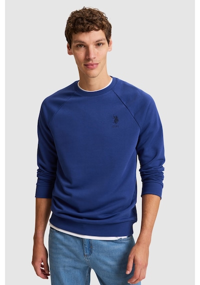 U.S. Polo Assn. Erkek İndigo Bisiklet Yaka Regular Fit Basic Sweatshirt 50329441-vr028 Indigo
