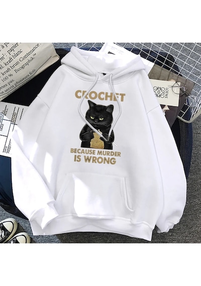 Tarzsokak Tığ Çünkü Katil Yanlış Kadın Kıyafetleri Hip Hop Kazaklar Hoody Yeni Rahat Boy Giyim Polar Ge Beyaz