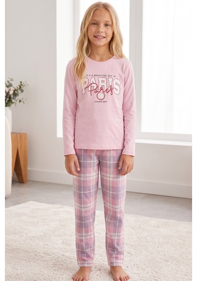 Siyah İnci Pamuklu Likralı Örme Pijama Takım26241183 Pembe