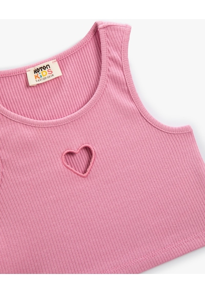 Koton Crop Üst Pencere Detaylı Kolsuz Pamuklu Ribanalı Pembe 4skg30013ak Pembe