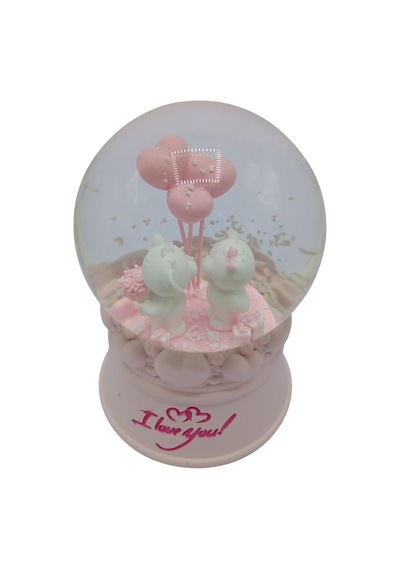 Romantik Love Bear Kar Küresi Müzikli Ve Işıklı 13cm