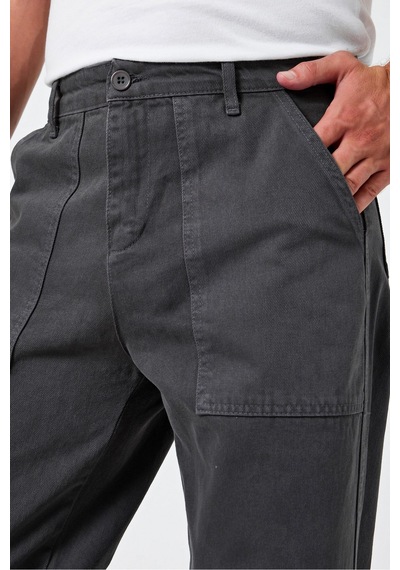 Tarz Cool Erkek Düz Baggy Jean Pantolon Füme
