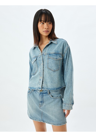 Koton Oversize Kot Ceket Klasik Yaka Cepli Düğmeli Pamuklu Açık İndigo 5wal50004md Açık İndigo Koton Oversize Kot Ceket Klasik Yaka Cepli Düğmeli Pamuklu Açık İndigo 5wal50004md Açık İndigo