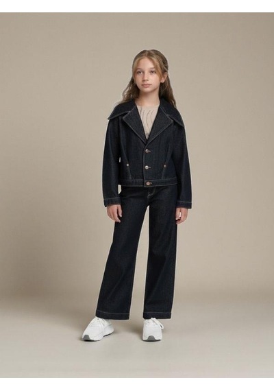 Zekids Kız Çocuk Modern Fit Denim Blazer Ceket-16397 Çok Renkli