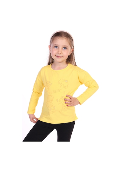 Toontoy Kids Toontoy Kız Çocuk 4lü Ayıcık Baskılı Tişört Koyu Sarı