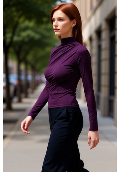 Ersefa Moda Kare Yaka Örme Slim Düz Desen Casual Günlük Crop Kısa Kol Bl Mürdüm