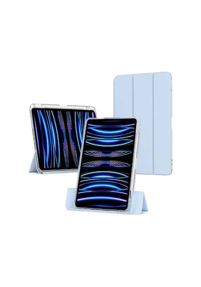 iPad Uyumlu  Air 11 2024 Kılıf Magnetik Ayrılabilen Airbagli Zore Sliding Tablet Kılıfı - Lacivert Kapaklı Kılıf