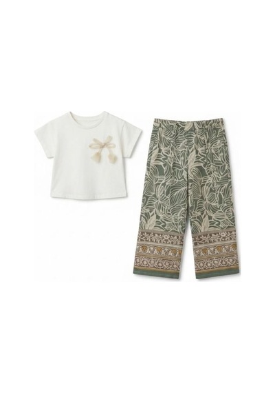 Zekids Kız Çocuk Etnik Desenli Pantolonlu Takım-17229 Çok Renkli