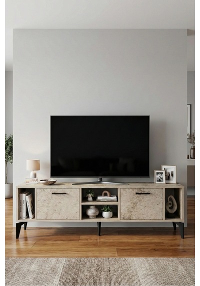 Linya Tv Sehpası Suntalam Ekru 160x35 Cm Çok Renkli