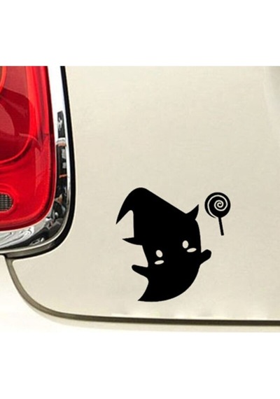 Sevimli Hayalet Tasarım Oto Sticker Siyah 19 19 Cm