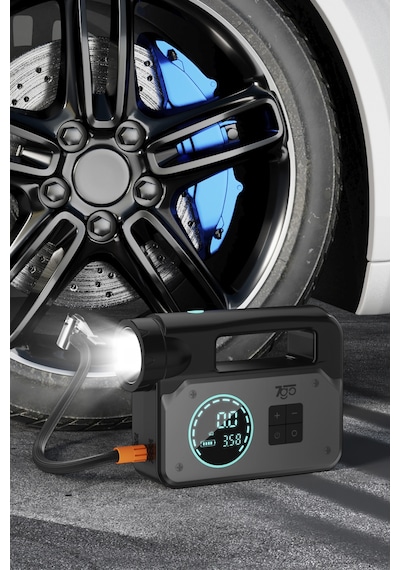 7go 7a2 8000mah Akü Takviyeli Hava Pompası 1000a Jump Starter, 150 Psı Dijital Lastik Şişirme Kompre