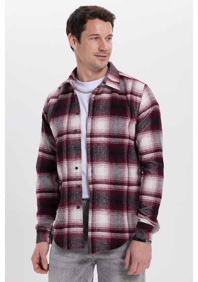 Tudors Erkek Slim Fit Dar Kesim Kareli Kışlık Oduncu Gömlek-42096 Çok Renkli