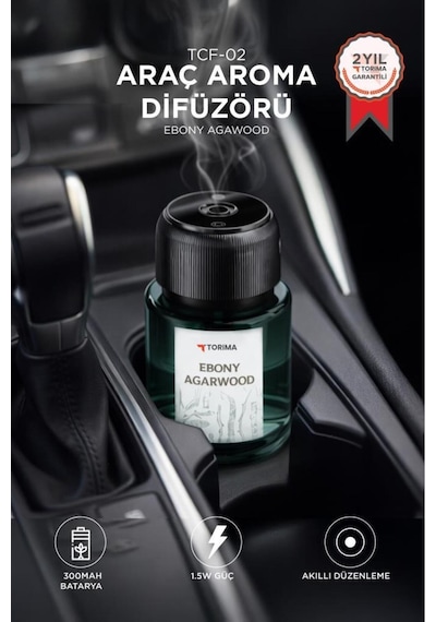 Torima Tcf-02 Araç İçi Aroma Difüzörü Lazerli Akıllı Sensör Şarjlı Ebony Agarwood Esanslı Araba Kokusu