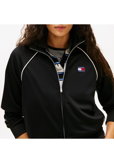 Tommy Hilfiger Jeans Badge Interlock Knit Track Kadın Siyah Ceket Dw0dw21930 Siyah