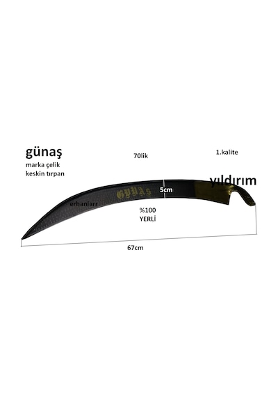 Günaş Tırpan Sapsız Kaliteli Orak Bahçe Ot Biçme Ekin Biçme