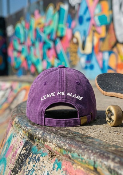 Emybox Unisex Arkası Baskılı Yıkamalı Pamuk Şapka -arkası Yazılı Ayarlanabilir Eskitme Vintage Kep. Mor