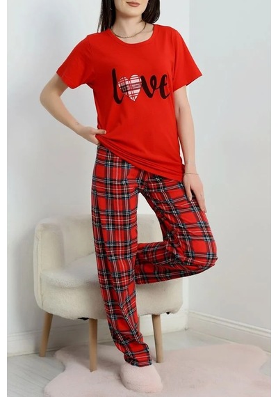Seka Store Seka Süprem Baskılı Pijama Takım Kırmızıekose - 50774.1773. Çok Renkli