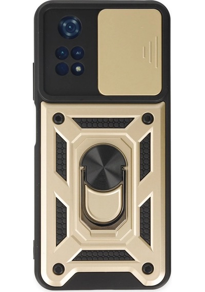 Cosmotex Newface Xiaomi Poco M4 Pro 4g Kılıf Pars Lens Yüzüklü Silikon - Gold