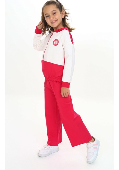 Toontoy Kids Toontoy Kız Çocuk Reglan Kol Kapüşonlu Gizli Cepli Eşofman Takım Koyu Fuşya