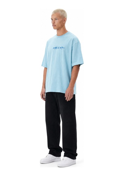 Respire Erkek Goats Baskılı Oversize T-shirt Bebe Mavi Bebek Mavisi