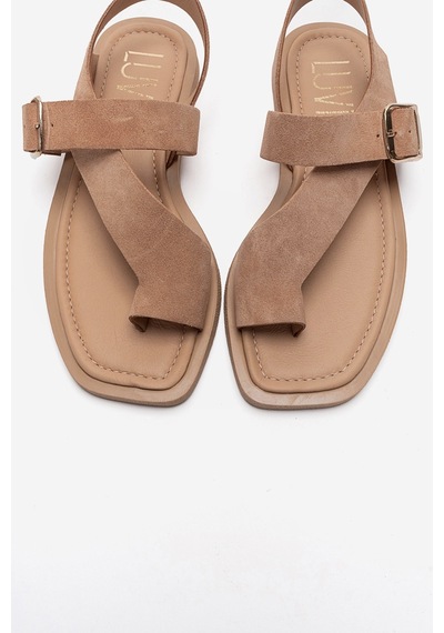 Luvishoes Curry Vizon Süet Hakiki Deri Parmak Arası Kadın Sandalet