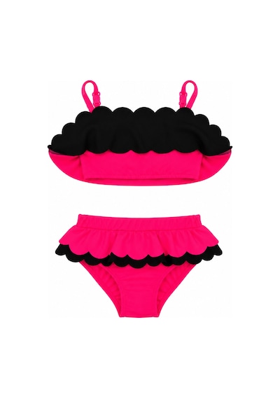 Beniizle Puan Desenli Kız Çocuk Bikini Takımı Neon Pembe