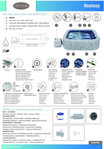 Lay-z-spa 6001q San Francisco Smart Hydrojet Pro Enerji Tasarruflu Şişme Spa Havuzu, Mobil Uygulama Kontrollü, 5-7 Kişilik Gri Lay-z-spa 6001q San Francisco Smart Hydrojet Pro Enerji Tasarruflu Şişme Spa Havuzu, Mobil Uygulama Kontrollü, 5-7 Kişilik Gri