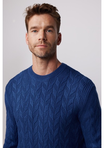 Tudors Slim Fit Bisiklet Yaka Desenli Lacivert Erkek Kazak-28552-lacivert Lacivert
