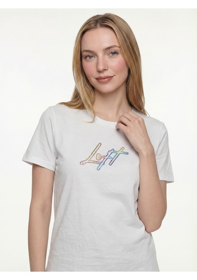 LOFT Regular Fit Kadın Tshirt K.kol Lf2042218 Q1.v1 Beyaz LOFT Regular Fit Kadın Tshirt K.kol Lf2042218 Q1.v1 Beyaz