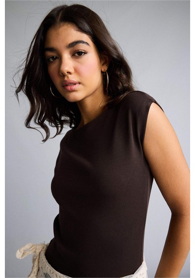 Defacto Bodycon Vücudu Saran Yuvarlak Yaka Modal Kısa Kollu Maxı Elbise H0862ax26aubn320 Kahve-bn320
