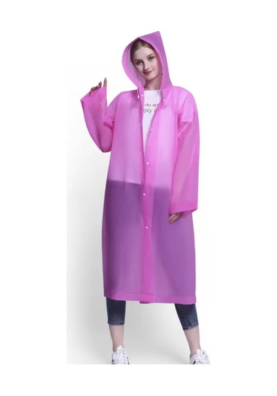 Girift Vintage Unisex Pembe Eva Kumaş Kapüşonlu Rüzgar Ve Suya Dayanıklı Yağmurluk