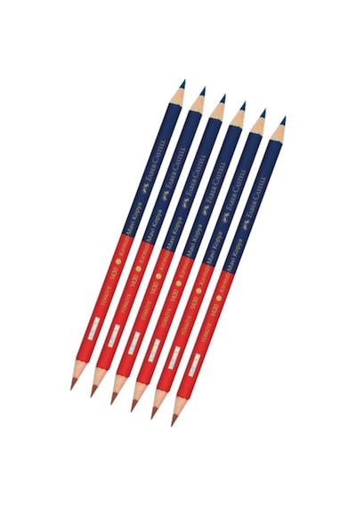 Mavi Kırmızı Çift Taraflı Kalem Kopya 6 Adet Faber Mavi Kırmızı Çift Taraflı Kurşun Kalem Başlık Kal Mavi Kırmızı