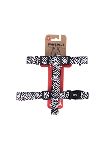 Swissplus Urban Paws Zebra Black Geri Dönüştürülmüş H-tipi Köpek Göğüs Tasması-s Beyaz - Siyah