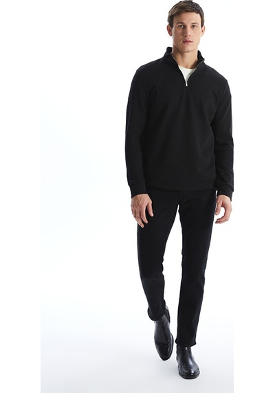 Lcwaıkıkı Classic Siyah Dik Yaka Erkek Sweatshirt