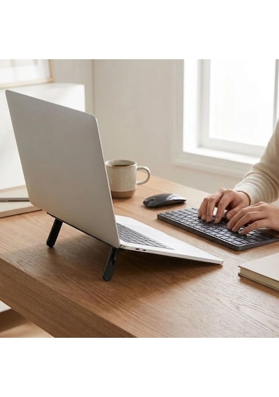 2 Kademeli Katlanabilir Laptop Standı Kendiliğinden Güçlü Yapışkanlı, Ergonomik Tablet Yükseltici