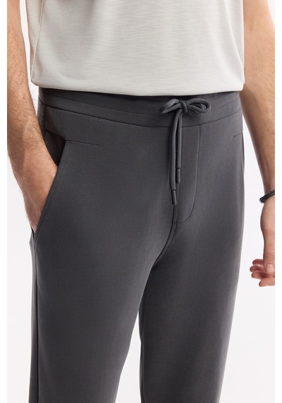 Avva Erkek Antrasit Beli Lastikli Bağcıklı Soft Touch Regular Fit Eşofman Altı A51y3402