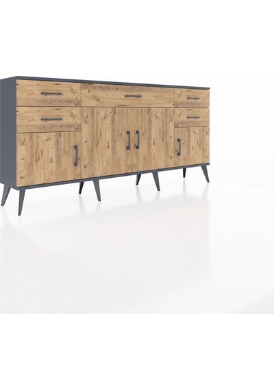 Arges Konsol Tek Raflı 5 Çekmeceli 4 Kapaklı 176x30x83 Antrasit-çam/çam Çam/çam Arges Konsol Tek Raflı 5 Çekmeceli 4 Kapaklı 176x30x83 Antrasit-çam/çam Çam/çam