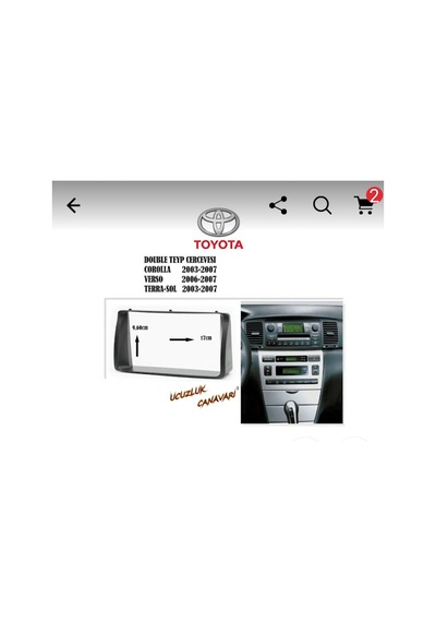 Toyota Corolla Terra Sol Dabıl Teyp Çerçevesi 7 İnç Uyumlu